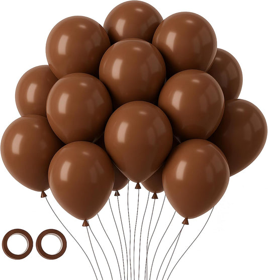 Voircoloria 105pcs Brown Latex Balloons - 12 Inch Party Decor for Birthdays, Baby Showers & Weddings