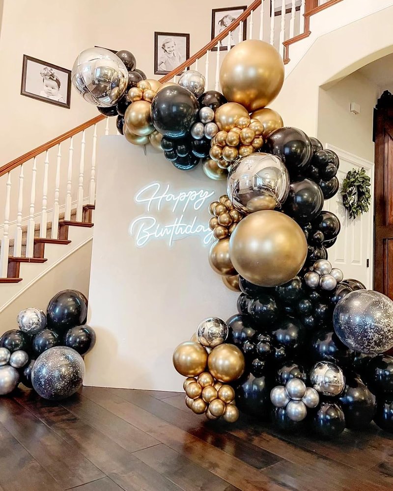 BAUANOOY 100pcs Black Balloons 12 inch, Black Latex Balloons with Ribbon for Graduation Birthday Party Decorations