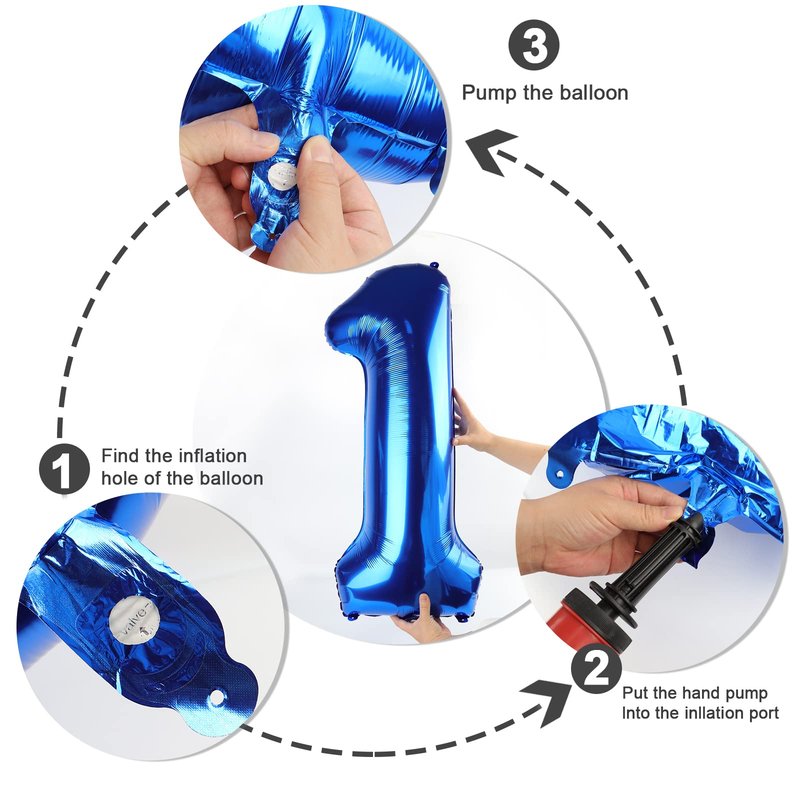 5 Balloon Numbers 40 Inch Blue Birthday Decorations for 5th Boys Girls, Self Inflating Big Navy Number Balloons for 15 25 35 50 Women Men Graduation Party Decor Supplies