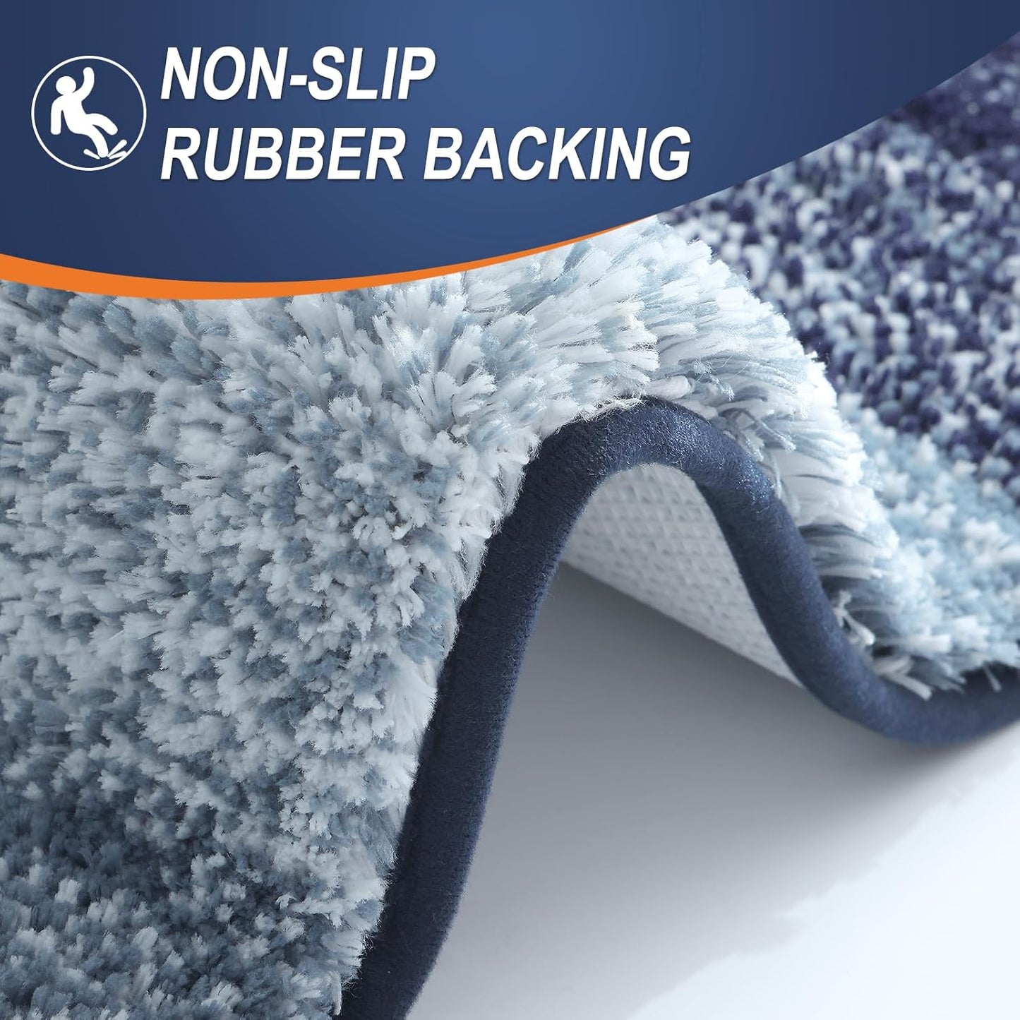 OLANLY Bath Rugs Mat - Extra Soft Microfiber, Quick Dry & Washable - 24x16, Airy Blue Color