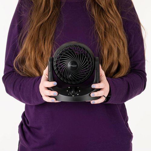 IRIS USA WOOZOO Mini Desk Fan - Quiet Air Circulator with 3 Speeds & 112° Tilt - Black, 32ft Air Distance