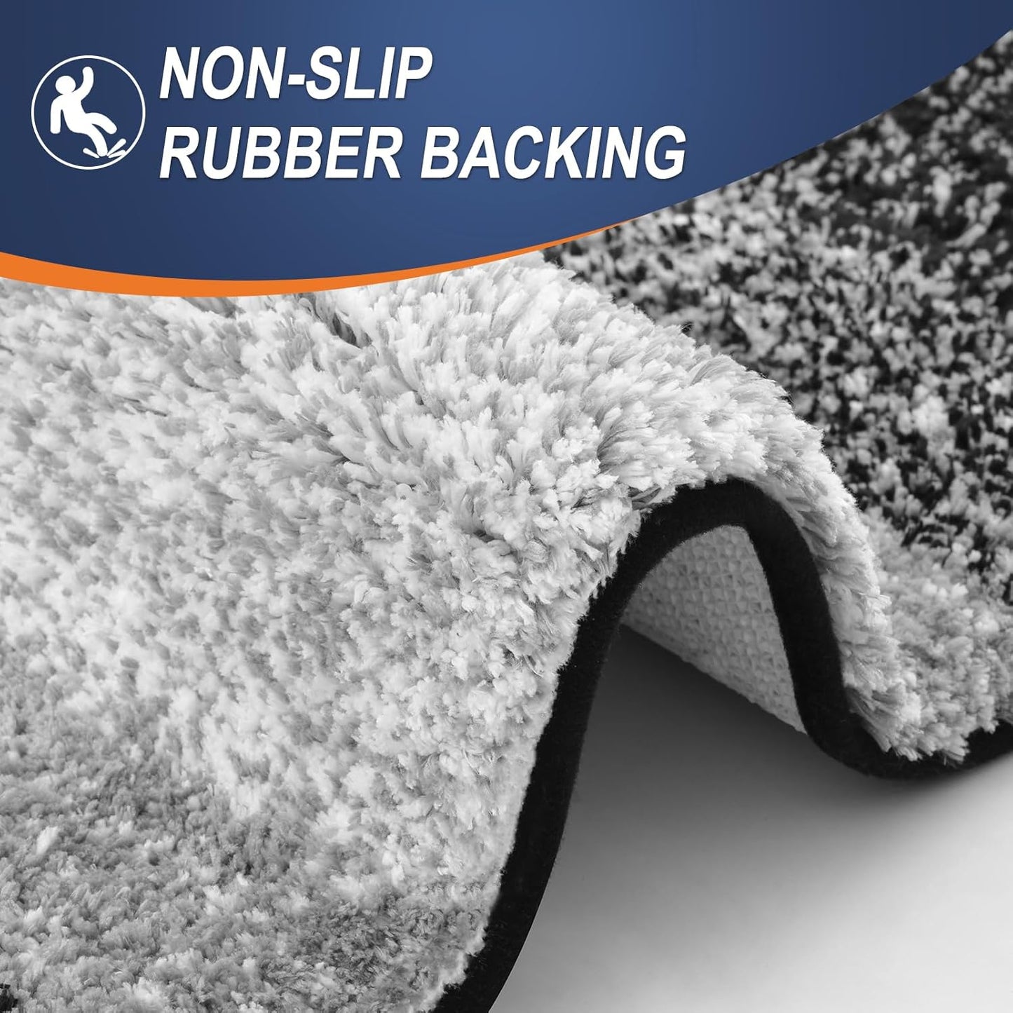 OLANLY Bathroom Rug Set - Soft Absorbent Microfiber Mats & U-Shaped Toilet Rug | Non-Slip, Black (24"x16" + 24"x20")