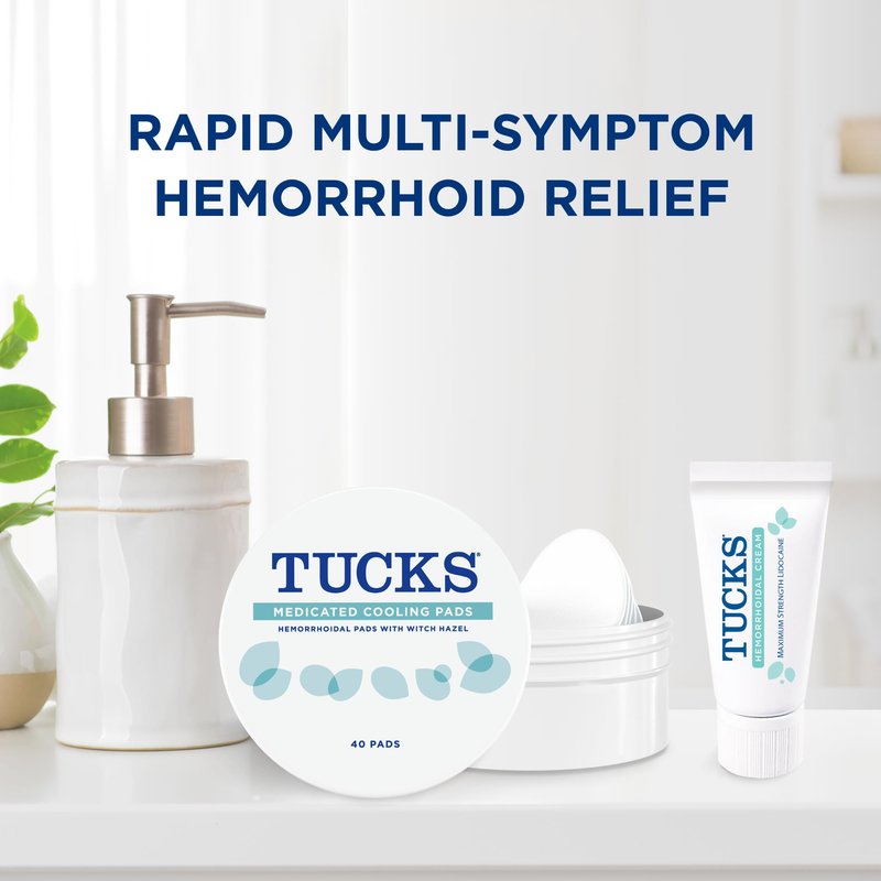 Tucks Multi-Care Relief Kit – 40 Count Witch Hazel Pads & 0.5 oz. Lidocaine Cream - Protects from Irritation, Hemorrhoid Treatment Medicated Pads Used by Hospitals