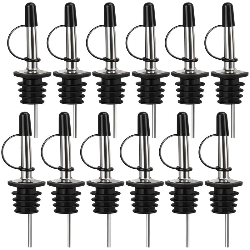 12/24/48/100 Pack Liquor Pour Spout, Stainless Steel Classic Bottle Pourers with Rubber Dust Cap, Speed Wine Bottle Pourer for Liquor Bottle, Oil Bottles