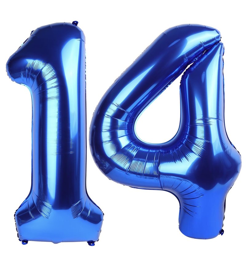 Navy Blue Number 14 Balloon 40 inch, 14 Number Balloons, 14th Navy Blue Birthday Decorations, 14 Year Old Girls Boys Blue Party Supplies