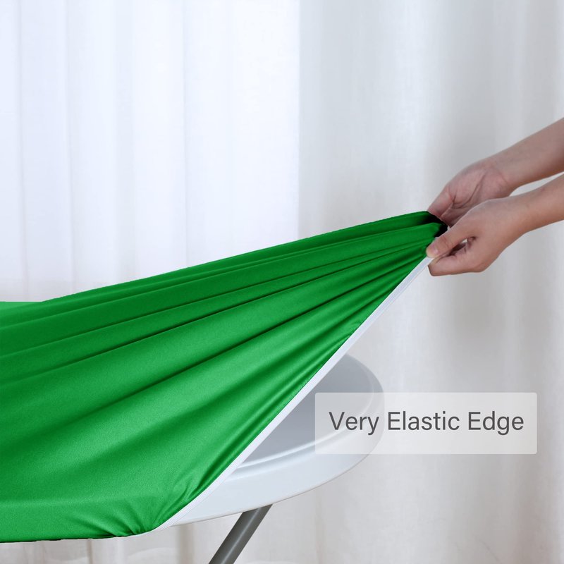 Obstal Fitted Round Green Table Cloth, Reversible Waterproof Stain Resistant Elastic Stretch Tablecloth, Wipe Clean Table Cover for Outdoor/Indoor Use, Fits Round Tables up to 40" - 44" Diameter
