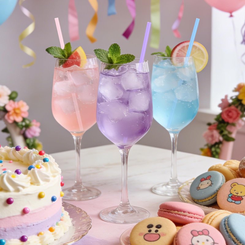 [Individually Wrapped] 100Pcs Disposable Plastic Drinking Straws - 8.26" Long and 0.24 Diameter Colorful Cute Straws for Juice,Coffee,Milk,Cocktail, Bachelorette/Birthday Party, Bridal/Baby Shower