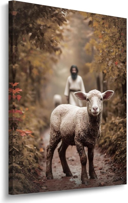 Christian Wall Decor - Jesus And Lamb Art | 11" X 15" Religious Home Decor & Baptism Gift