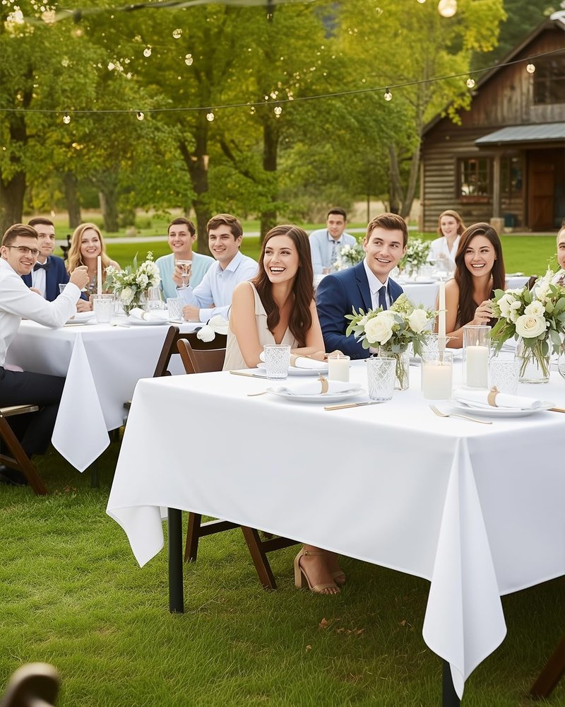 Utopia Kitchen Rectangle Table Cloth 2 Pack [60x120 Inches, White] Tablecloth Machine Washable Fabric Polyester Table Cover for Dining, Buffet Parties, Picnic, Events, Weddings and Restaurants