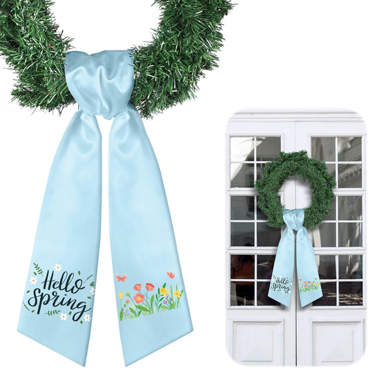 VitalCozy Spring Wreath Sash - Elegant Satin Ribbon for Monogrammed Decor | Indoor/Outdoor Use