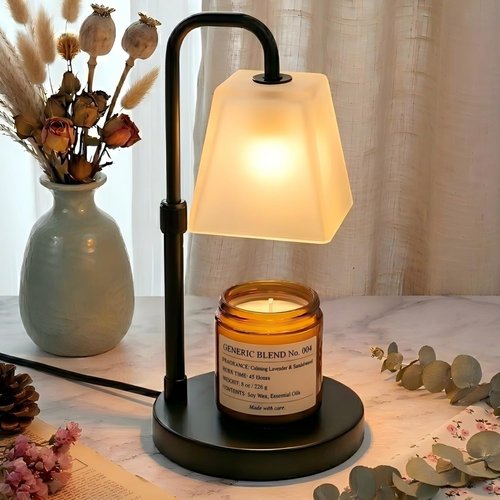JIMEI Candle Warmer Lamp with Timer Electric Wax Warmer for Scented Wax Melt Warmer Melter for Jar Candles Dimmable Adjustable Height Gifts for Women Mom House Warming Frossted Glass Black