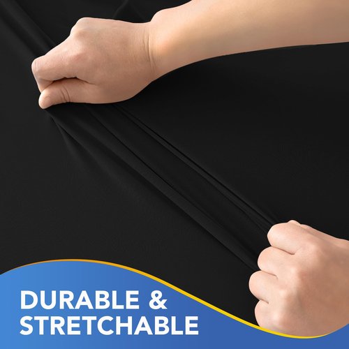 Enjoyidea Fitted Square Tablecloth 36x36 Inch-2 Pack Black Card Elastic Spandex Table Clothes-Small Stretch Folding Table Cover Topper Cap for Kitchen Dining Picnic Patio Outdoor Party Tables