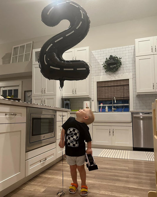 40 Inch Race Car 1 Balloon for First Birthday, 1st Number Balloons Black Race Car Birthday Decorations for Boy Kids Toddler Baby, One Giant Number 1 Balloon