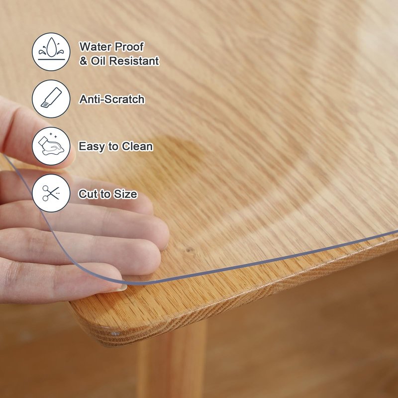 LovePads Clear Table Cover Protector, 48 x 48 Inch 2mm Thick Plastic Table Cover, Table Protector for Dining Room Table, Waterproof Dresser Cover Top for Kitchen, Coffee, Writing Desk
