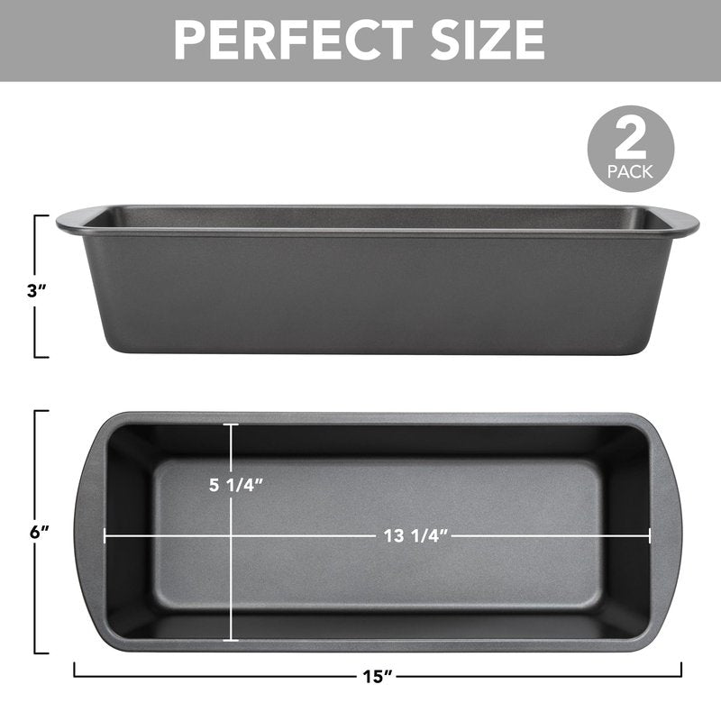 Tiawudi Extra Large Bread Pan, 13" x 5" Long Loaf Pan, Nonstick Baking Pan, Rectangular Loaf Tin, Set of 2