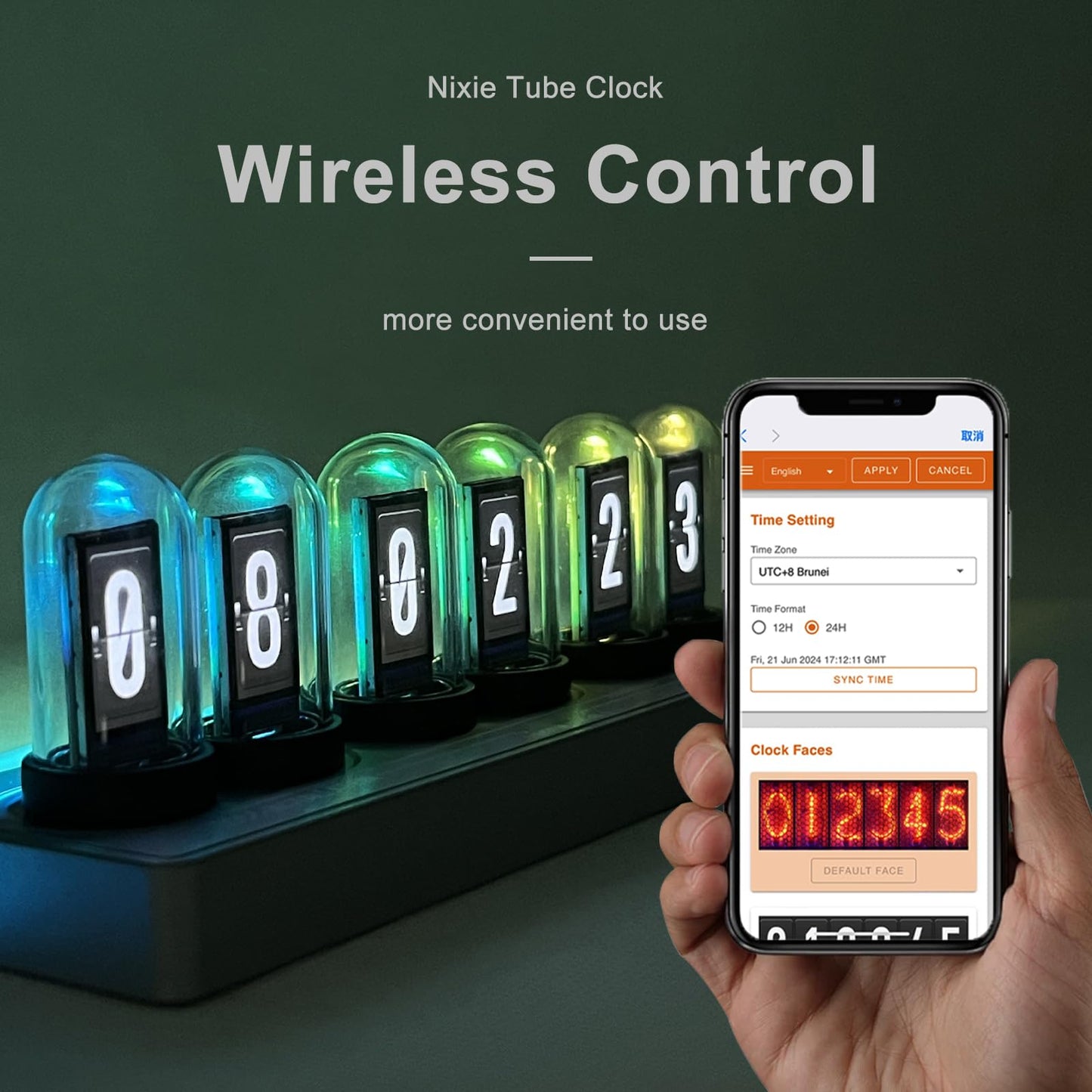JoFomp Nixie Tube Clock Kit, IPS Color Screen Desk Digital Clock, Glow Tube Nixie Clocks with Web Control/WiFi Accurate Timing/Custom Dial/6 Digital Alarm/12 Pictures/Ambient Light Regulate