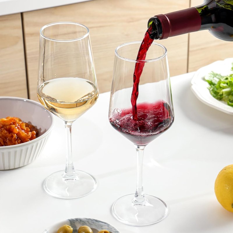 OUWO Wine Glasses Set of 4, 13.5oz Red White Wine Glasses,Lead-free Long Stem Wine Glasses for Home, Party, Wedding, Ideal Wine Accessories Gift,Clear
