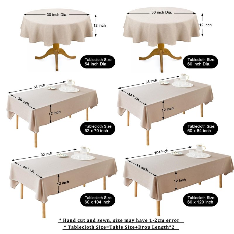AUSSPVOCT Textured Linen 54 Inch Round Tablecloth Up to 36'' Tables, Waterproof Spill-Proof Fall Table Cloth Wrinkle Free Circle Dining Tablecover for Birthday Farmhouse Easter Holiday Party Decor