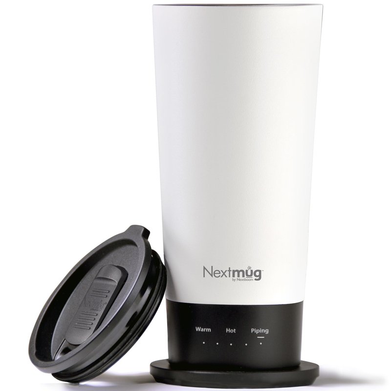 Nextmug Go - Temperature-Controlled, Self-Heating Travel Mug (White - 16 oz.)