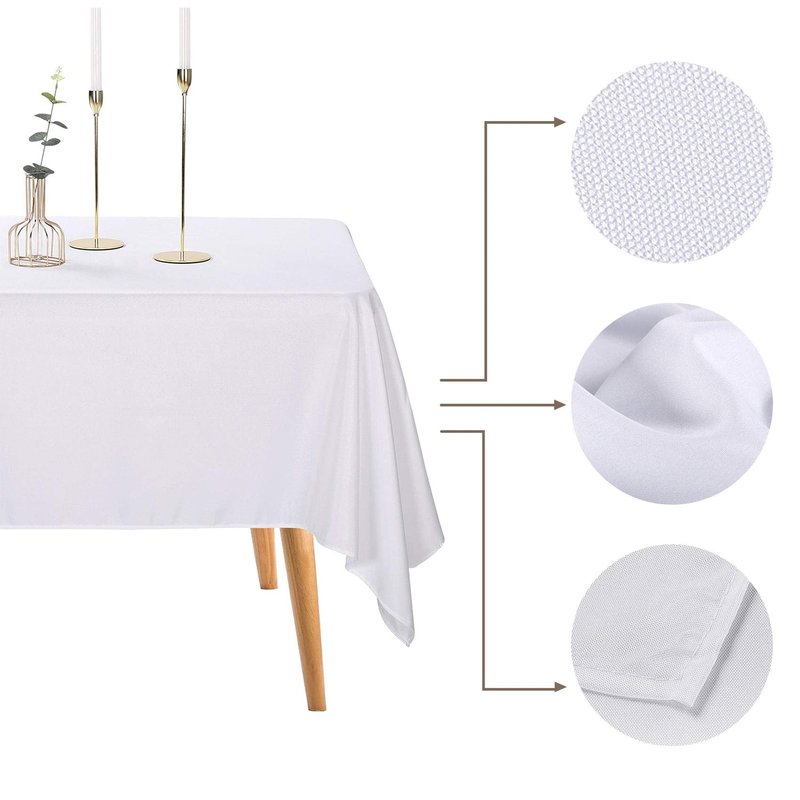 Ascoza 2pack 60x120 Inch White Rectangular Tablecloth 6 Feet Table Cloth in Polyester Fabric for Wedding/Banquet/Restaurant/Parties