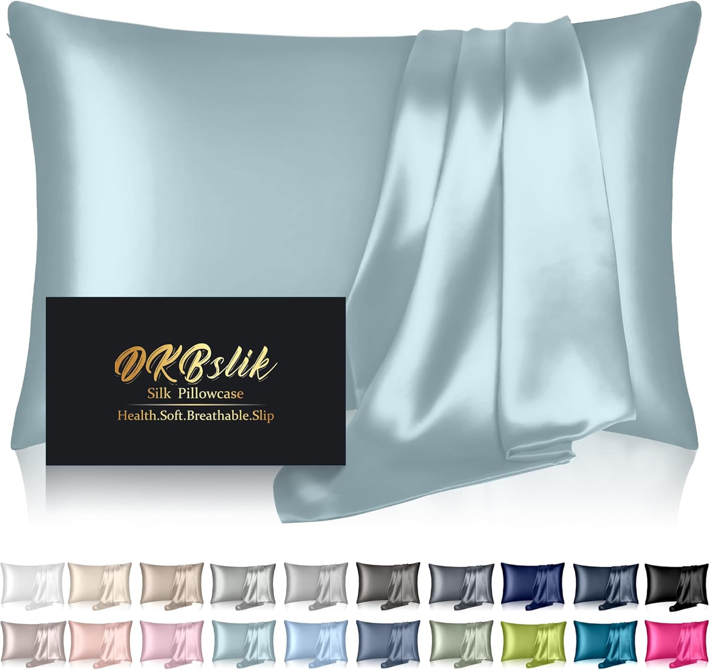 Mulberry Silk Pillowcase - Standard Size Cooling & Anti-Acne | Navy Blue with Hidden Zipper