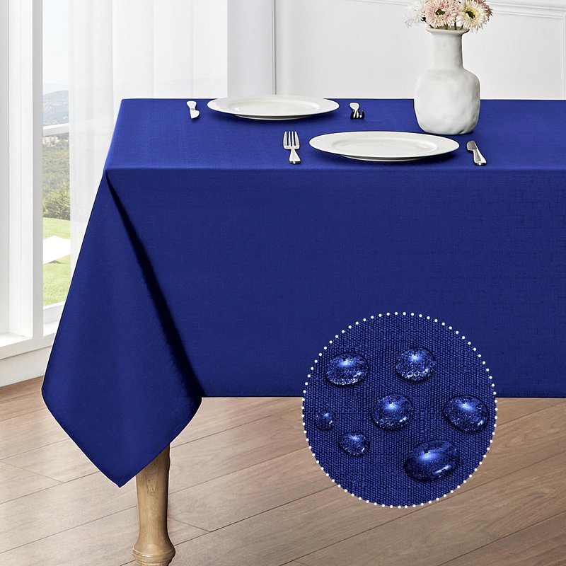Veblandy 2 Pack Rectangle Tablecloth, 60x104 inch, Water Resistant Wrinkle Free Linen Textured Table Cloth Washable, Decorative Fabric Table Cover for Dining, Party and Camping, Royal Blue
