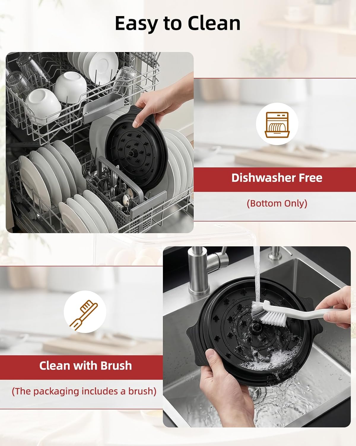 Skiennix Chicken Shredder - Large BPA-Free Meat Shredder Tool with Tray & Brush | Anti-Slip Design, Black