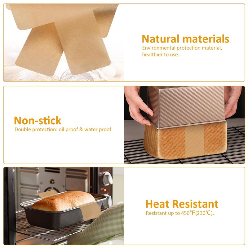Numola Parchment Paper Loaf Pan Liners, Non-Stick Baking Paper Sheets for 8.5x4.5/ 9x5/10x5 Inch Pans, Double-Sided Unbleached Easy-Release Paper for Banana Bread, Meatloaf, Toast-100 Pack