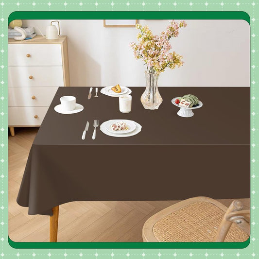 Kongdaoth Brown 14 Pack 54 x 108 Inch Plastic Tablecloths, Disposable Rectangle Tablecloth, Party Table Cover Plastic Table Cloth