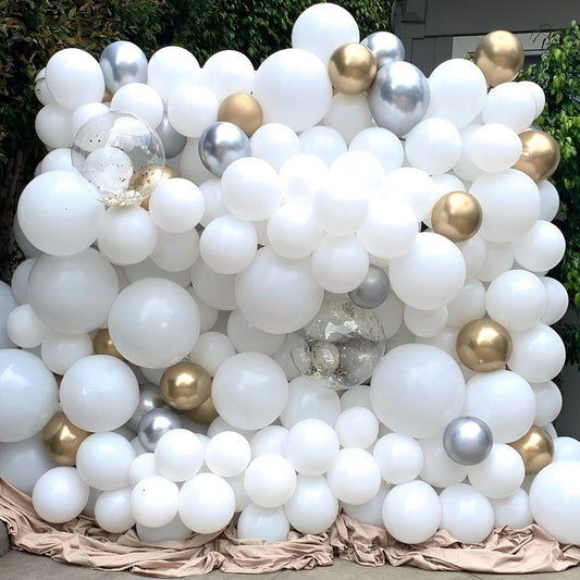 Voircoloria 110pcs White Balloons 12inch Matte White Latex Party Balloons for Wedding, Birthday, Graduation, Bridal Shower, Baby Shower, Bachelorette and Engagement Decorations