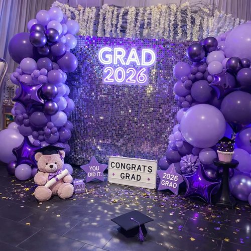 HILAVO Purple Mixed Balloons, 60 PCS 12inch Lavender Balloons Metallic Purple Confetti Latex Balloon for Girls Women Birthday Baby Shower Bridal Shower Wedding Party Decorations