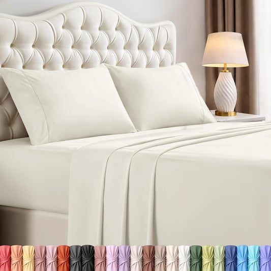 Utopia Bedding Queen Size Sheet Set - Soft, Breathable Microfiber | 4-Piece Ivory Bed Sheets