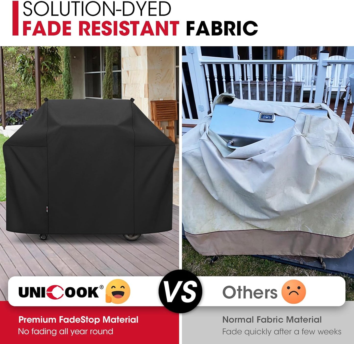Unicook 52 Inch Grill Cover - Heavy Duty Waterproof BBQ Cover for Weber Spirit 200/300 Series