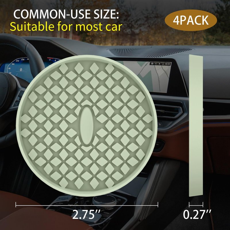 ME.FAN Car Cup Coasters [4 Pack] Silicone Car Coasters/Cup Mats, Non-Slip Recessed Car Interior Accessories Desert Sage