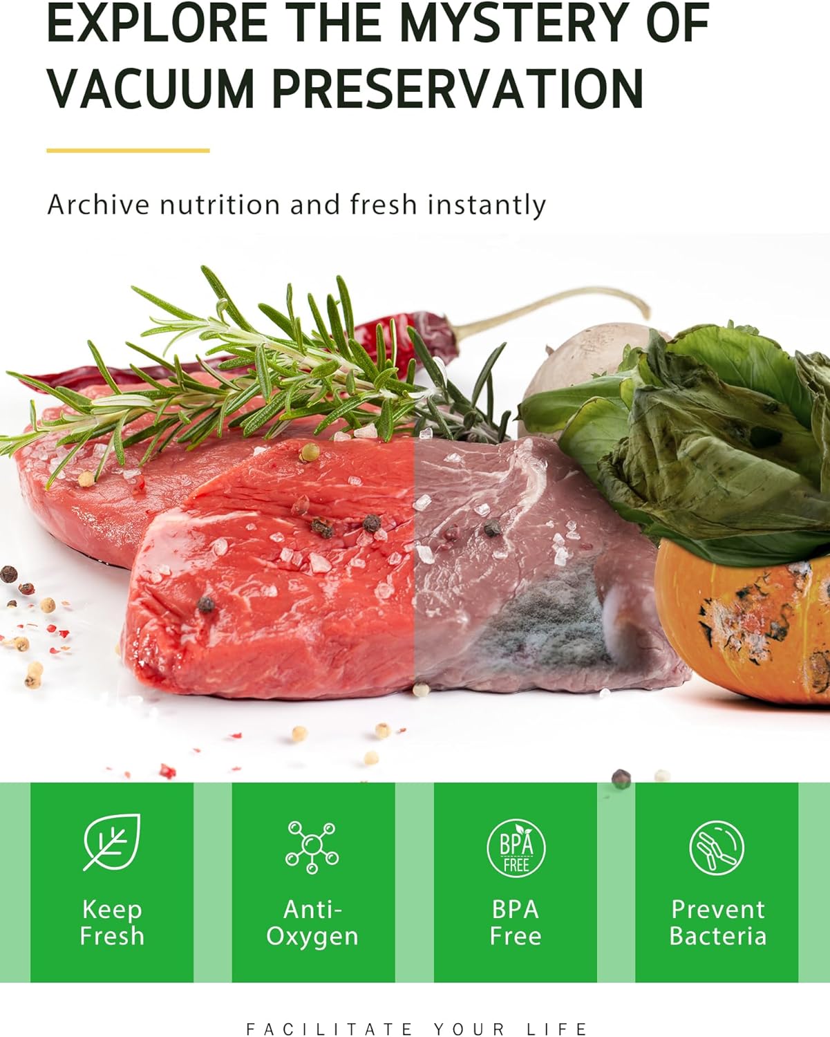 Syntus Vacuum Sealer Bags - Commercial Grade Food Storage Rolls | 2 Pack: 11" x 20' & 8" x 20'