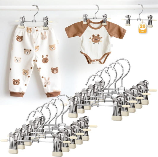 Mity Rain 20-Pack Baby Hangers - 360° Rotatable Silicone Clips | Space-Saving Toddler Hangers for Newborns & Kids