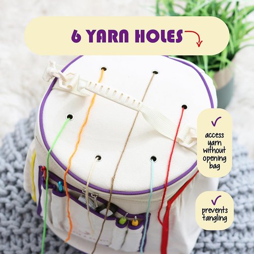 Hearth & Harbor Crochet Bag Organizer - Durable Canvas Yarn Storage for Knitting & Crochet Supplies