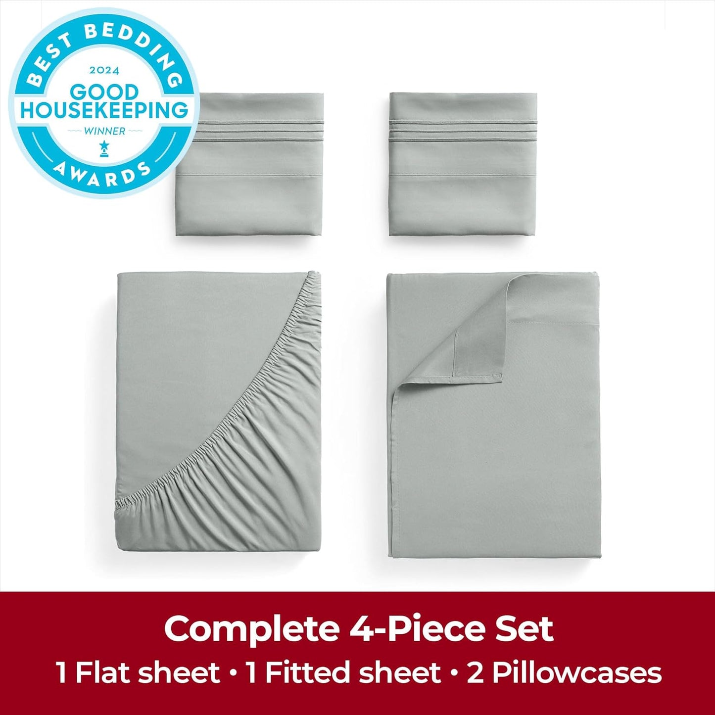 Mellanni Extra Deep California King Sheets - Hotel Luxury, Ultra Soft & Cooling - 4 PC Set in Spa Mint