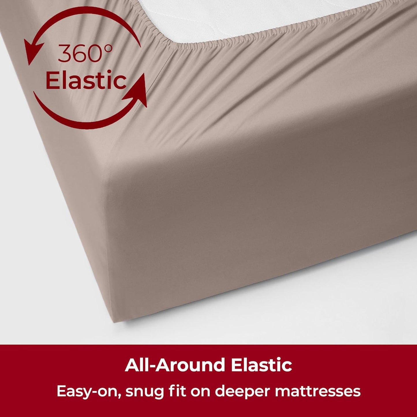 Mellanni Extra Deep California King Sheets - Ultra Soft, Cooling Bedding - 4 PC Hotel Luxury Set | Tan, Wrinkle & Fade Resistant