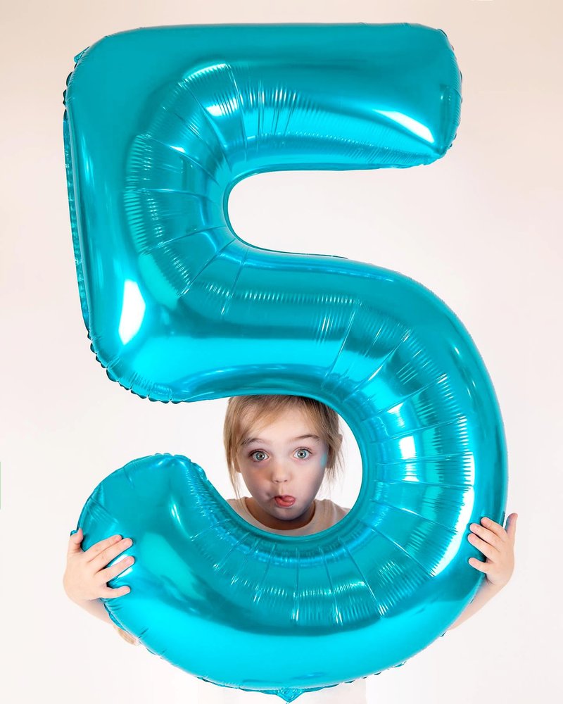 5 Balloon, Blue Number Balloons 40 Inch, 5th Birthday Balloon Decorations, Blue Party Supplies, 5 Number Balloons, Number 5 Balloon