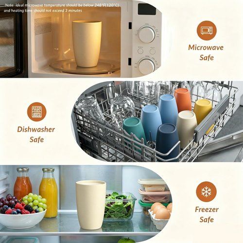 Homienly Water Cups Wheat Straw Drinking Glasses Cups 12oz Unbreakable Cups,Microwave and Dishwasher Safe Cup Set,6 PCS Stackable Cups for Kitchen,Camping-Colorful