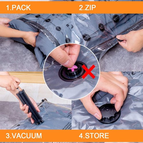 GONGSHI Vacuum Storage Bags - Jumbo Space Saver Seal Bags for Clothing & Travel | 10 Pack
