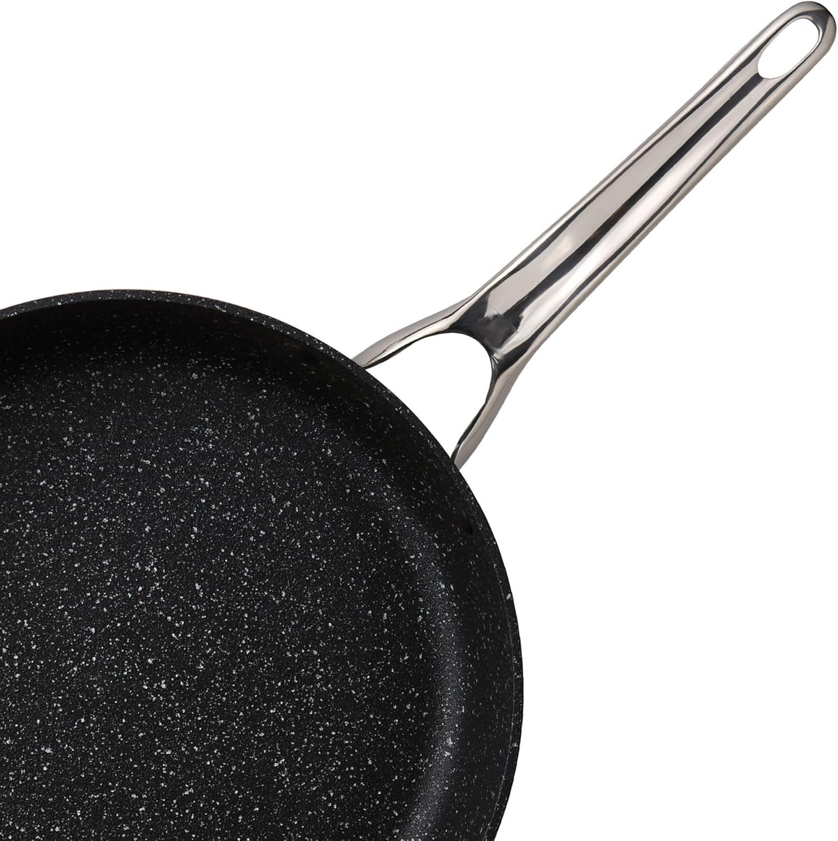 Starfrit The Rock Non-Stick Fry Pan - Durable 30 cm (12") Forged Aluminum - Oven Safe & Easy to Clean - Black