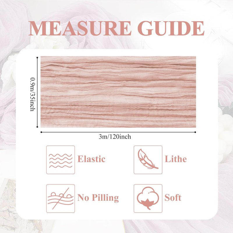 Asee'm Cheesecloth Table Runner 120 Inches Dusty Pink Boho Gauze Cheese Cloth Runner 10FT Rustic Sheer Spring Easter Table Runners for Wedding Baby Shower Holiday Party Decoration