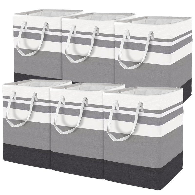 6 Pack Laundry Hamper Freestanding, Large Laundry Basket, 75 L Collapsible Tall Clothes Hamper with Easy Carry Handles for Clothes, Towels in the Family and Dorm, Gradient Grey