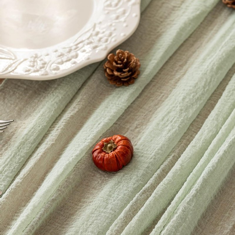 Keketoarrange 3Pcs Sage Green Spring Easter Cheesecloth Table Runner 120 Inch 10 FT Rustic Boho Cheese Cloth Runner for Wedding Baby Shower Bridal Shower Sheer Gauze Centerpiece Home Decor