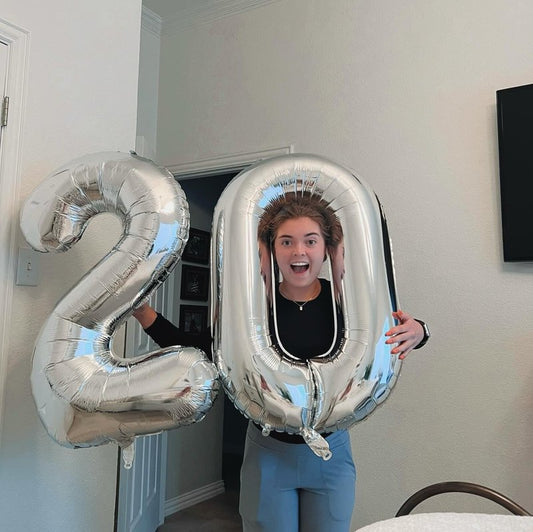 Silver Number 20 Balloon 40 inch, 20 Number Balloons, 20th Silver Birthday Decorations for Girls Boys Kids, 20 Year Old Silver Party Supplies