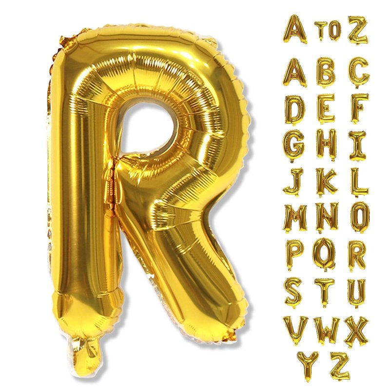 40 Inch Foil Letter Balloon, Big Alphabet R Word, Large Self Inflating Gold Decor for Custom Name, Helium Balloons for Women Birthday Party Anniversary Decoration Supplies