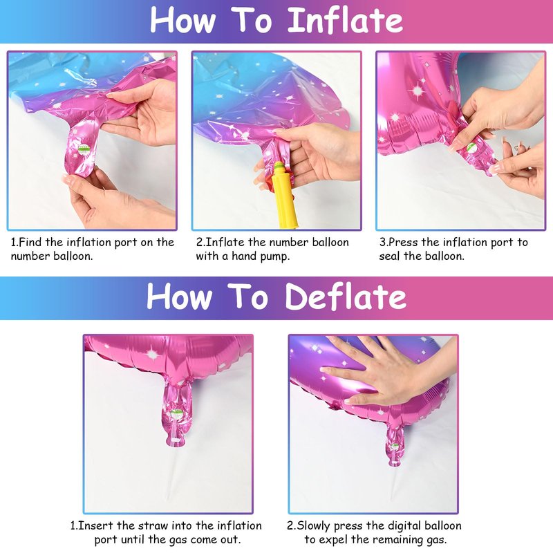 40 In Rianbow Large Numbers Balloons 0-9, Self Inflating Gradient Blue Pink Foil Number 0 Helium Balloons for Girls, Starry Digit 0 Balloons for Women Birthday Party Anniversary Supplies Decorations