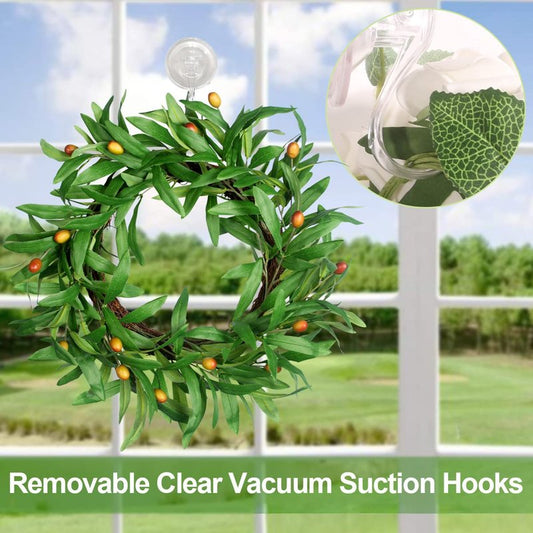 STAMI PLET 2 Pack Suction Cup Wreath Hanger,Large Clear Removable Suction Cup Wreath Hooks 22BL Strong Window Glass Wreath Holder Use for Halloween Christmas Decor